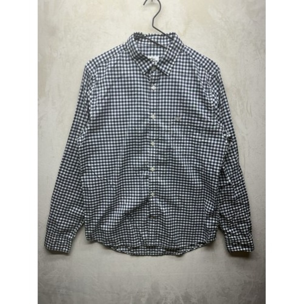 Lacoste Shirt Mens 40 Medium Blue Gingham Check Long Sleeve Button Up Preppy